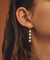 crossing pearl & hematite bar earrings