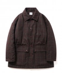 Check Short Coat Brown