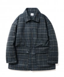 Check Short Coat Navy