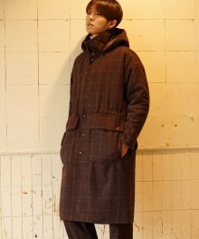 Hoody Check Long Coat