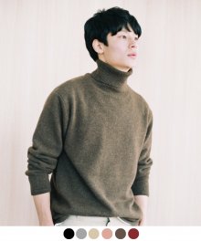 (Unisex) 캐시미어 울 목폴라_Classic Brown