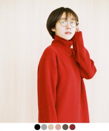 (Unisex) 캐시미어 울 목폴라_Poppy Red