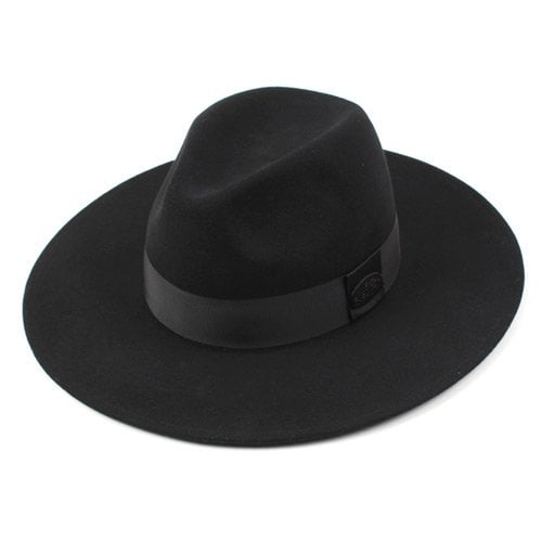 Black Metal Line Wool Fedora BK 라인페도라