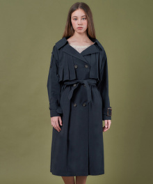 OFF-SHOULDER PLEATS TRENCH [INDIGO]