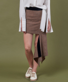 WOOL CHECK FLAP SKIRT