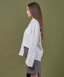 UNBALANCED PLEATS LINEN SHIRT