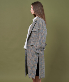 WOOL CHECK LONG COAT