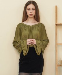 CREPE AIR FLOW BLOUSE [OLIVE]