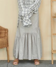 SHIRRING LONG SKIRT [LIGHT GRAY]