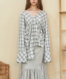 OFF-SHOULDER CHECK BLOUSE