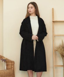 SUEDE SLIT DETAILED COAT [BLACK]