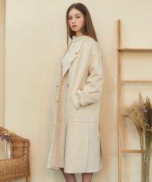 SUEDE SLIT DETAILED COAT [IVORY]