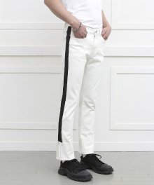 HAND PRINTED ROLLUP JEAN WHITE