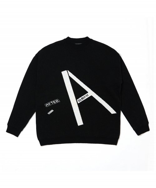 에프터글로우(AFTERGLOW) A SIGNATURE OVERFIT KNIT BLACK - 34,900 | 무신사 스토어