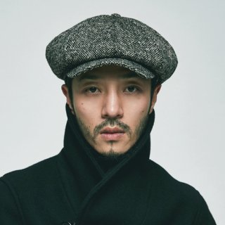 밀리어네어햇(MILLIONAIRE HATS) wool tweed newsboy cap - black white mix