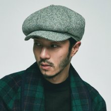 wool tweed newsboy cap - green mix