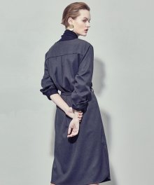 WOMAN BELTED SHIRT ONE PIECE (CHARCOAL)