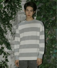 BIG STRIPE CREW NECK GREY