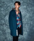 OVER FIT HEAVY SOLID T/R LONG COAT AQUA