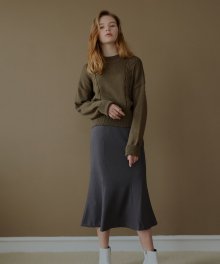 check mermaid skirt_grey