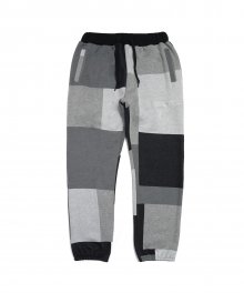 Patch Work Sweat Pant  - Achromatic Color