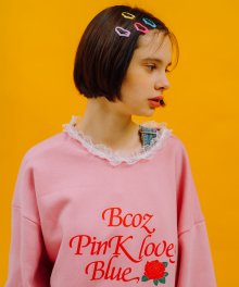Lace Rose Sweatshirt_Pink