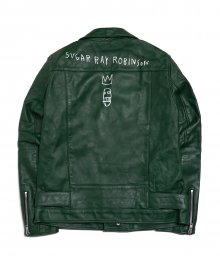 JMB Crown Logo Leather Jacket - Green