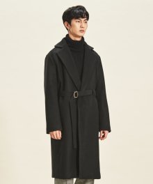 Hidden Strap Wool Coat BLACK
