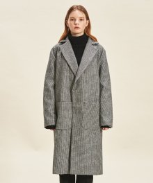 Mono Check Wool Maxi Coat BLACK