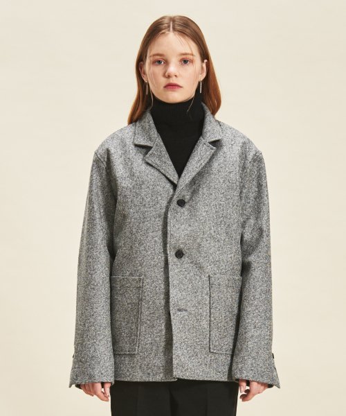 트립르센스(triplesens) Thinsulate Wool Check Blazer GREY