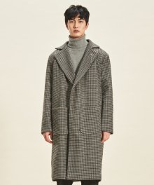 Thinsulate Wool Check Maxi Coat  GREY
