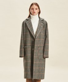Thinsulate Wool Check Maxi Coat  BEIGE