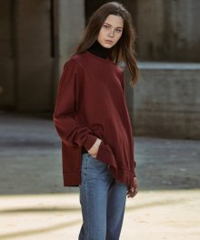 [W]Pigment Oversize Sweatshirt - Wine / Over fit