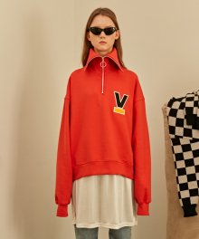 [UNISEX] V HIGH NECK ZIP SWEATSHIRT - ORANGE