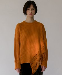 monts559 fringe pullover orange knit