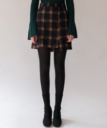 monts578 wool check mini skirt