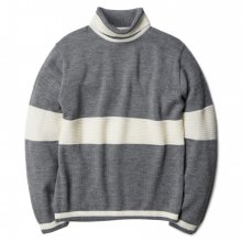 OOPARTS Roll-Neck Striped Wool Sweater Grey
