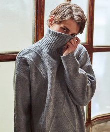 OVERSIZED SPICHINO TURTLE SWEATER_GRAY