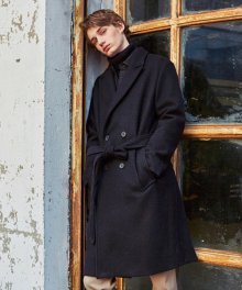 DOUBLE OVERSIZED WOOL ROBE COAT_BLACK