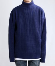 [Lambs Wool] Long Turtleneck Knit (Royal Blue)
