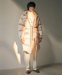 Apollo Belted Long Duck Down Parka Cream
