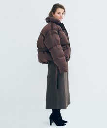 Ava Belted Short Duck Down Parka Brown