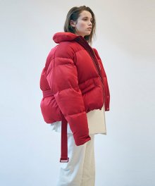 Ava Belted Short Duck Down Parka Red