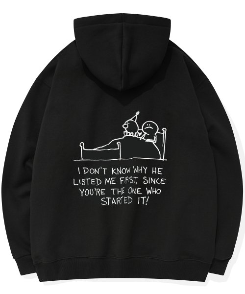 꼼파뇨(compagno) [기모] mmM 일러스트 타투 후드 헤비오버핏 블랙