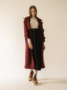 Over collar double coat (burgundy)