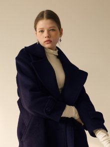 Over collar double coat (navy)