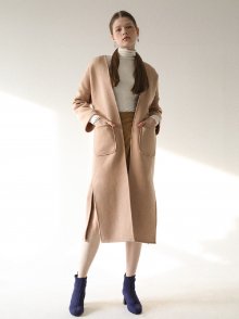 Wrap basic long coat (beige)