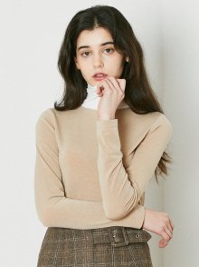 NECK COLOR POLA T-SHIRTBEIGE