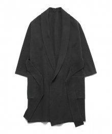 (Unisex) Shawl Cashmere Robe Coat_Black Bean