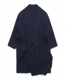 (Unisex) Shawl Cashmere Robe Coat_Navy